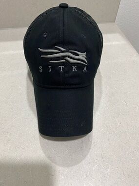 Sitka Black Embroidered Logo Mesh-Back Cap